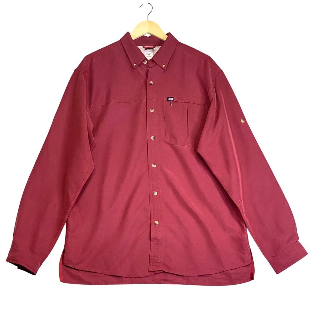 The North Face Red Syncline Long-Sleeve Collared Button-Up Shirt Outdoor Size M
